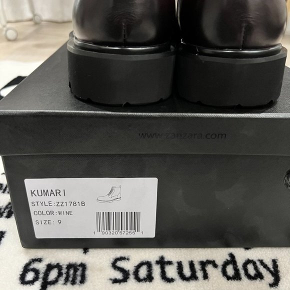 Zanzara Kumari Platform Lace Up Leather Boots - Wine Colorway - Picture 5 of 6